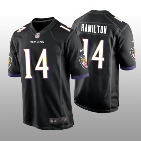 Camiseta Hombre NFL Baltimore Ravens Kyle Hamilton 14 Game Negro 2022 NFL Draft